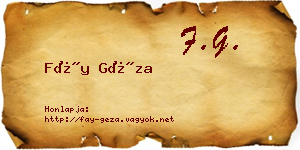 Fáy Géza névjegykártya